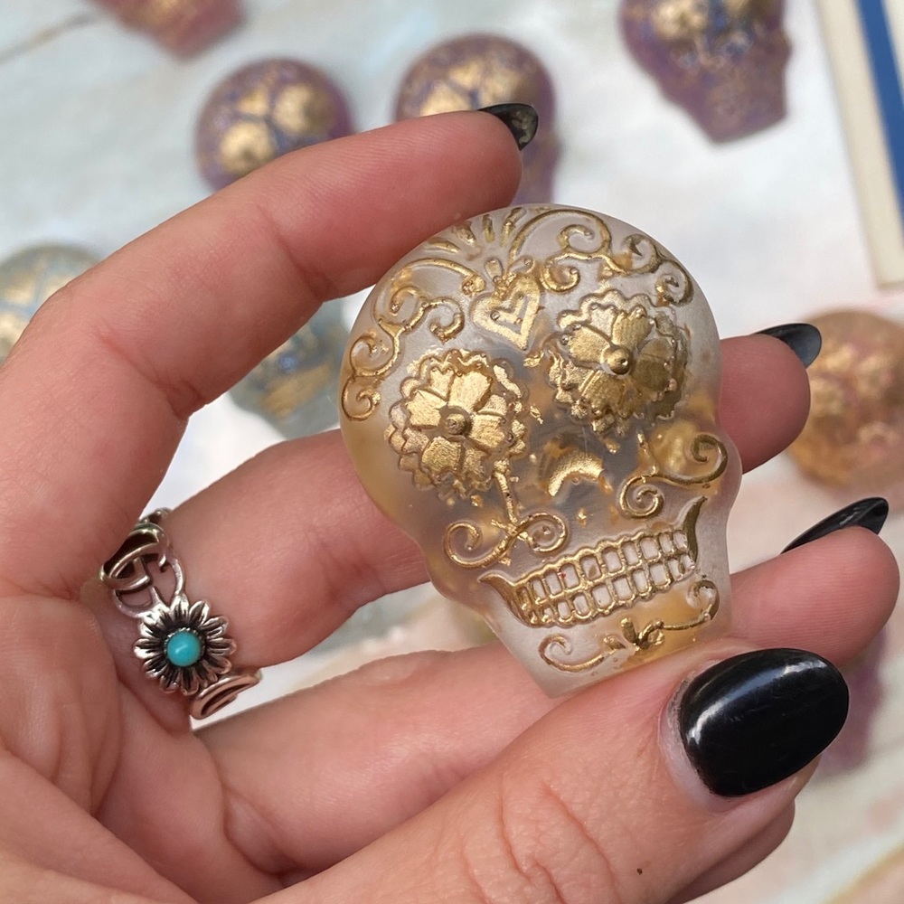Sugar Skull Magnets PACK OF 4 Colorful Resin Art - Picture 4 of 16